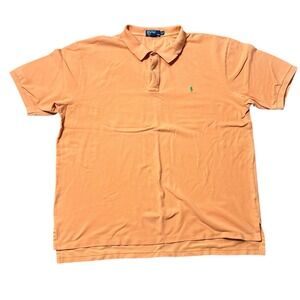 Vtg Ralph‎ Lauren Cotton Polo Shirt Mens 3XLT Orange Green Pony Preppy Big Man